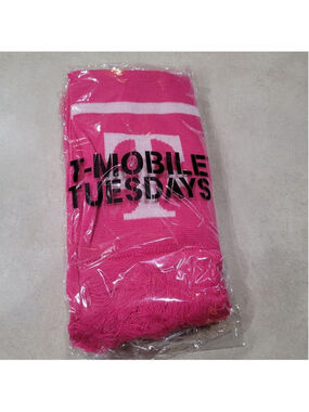 Brand New T-Mobile Tuesday Woven Scarf Pink & White Lettering